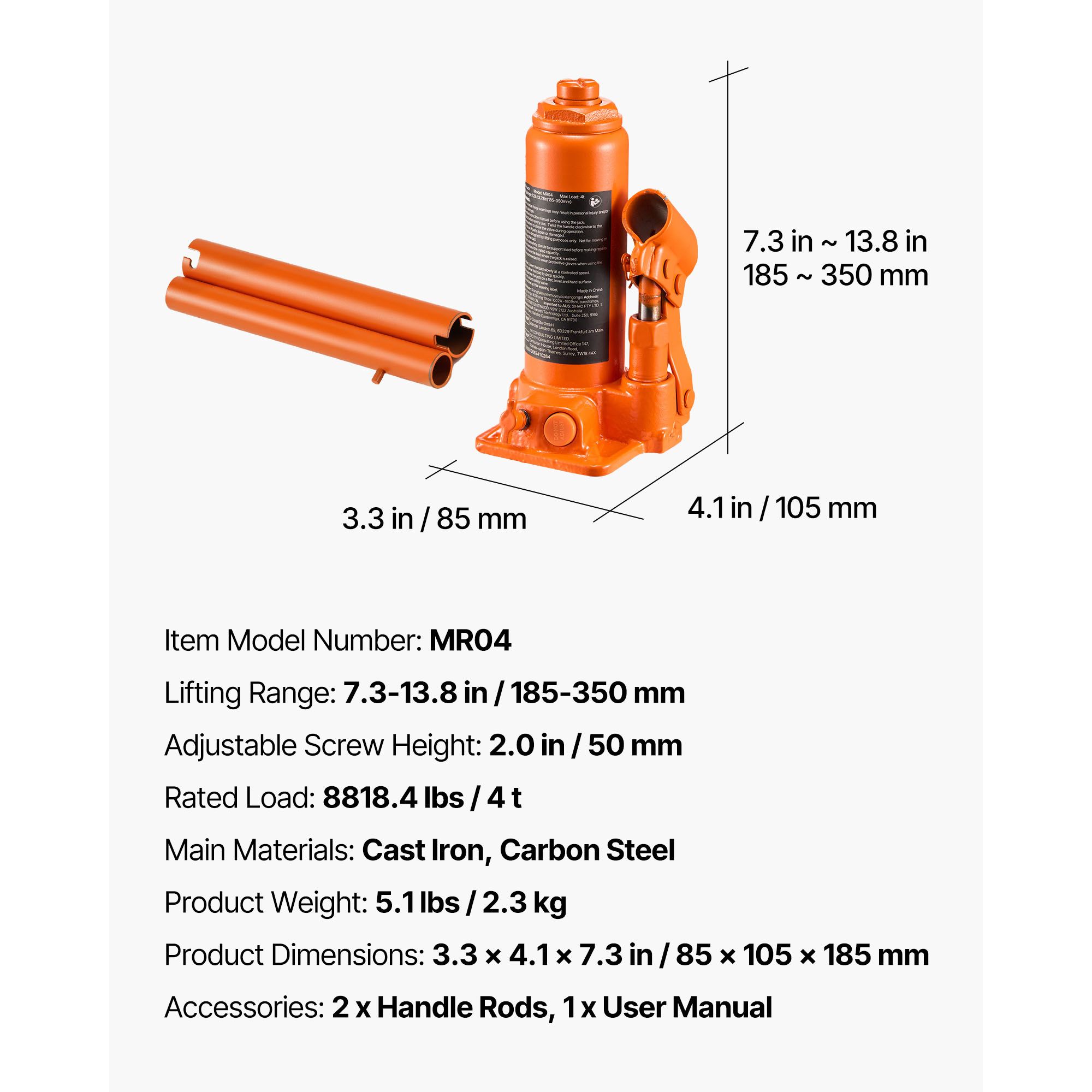 Hydraulic Bottle Jack, 4 Ton ( - огляд і ціна Welding Heavy Equipment
